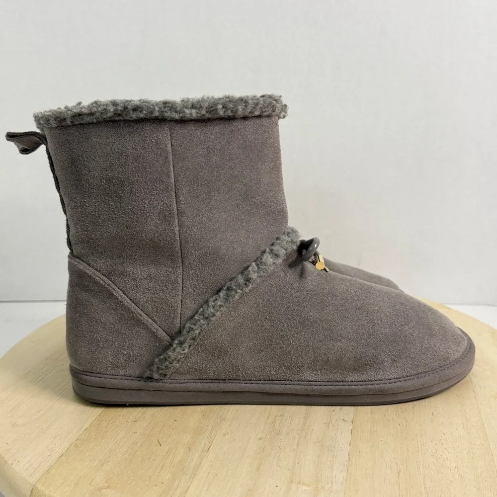 KATE SPADE Women's Boots Marie Faux Shearling Suede Leather Pull-On Shoes Size 9